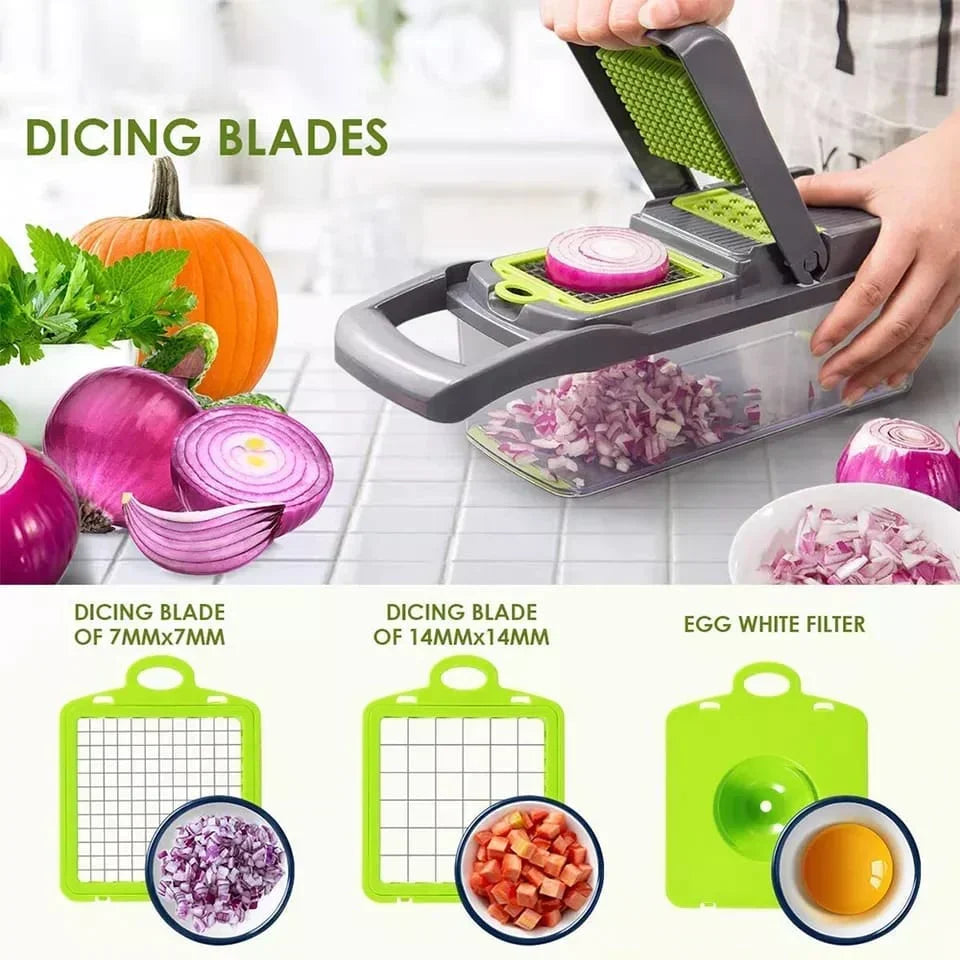 Vegetable Chopper Slicer Stainless Steel | 12-in-1 Set with 10 Interchangeable Blades | Dices, Slices, Shreds &amp; Juliennes 3