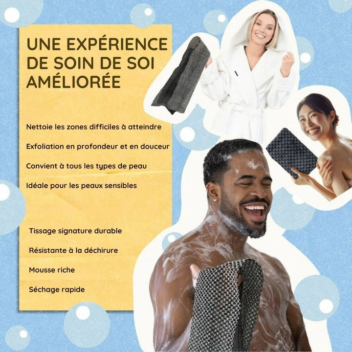 Exfoliating Shower Towel | Micro-Textured Surface for Deep Cleansing | Smoother, Brighter Skin for Shower or Bath Use 7
