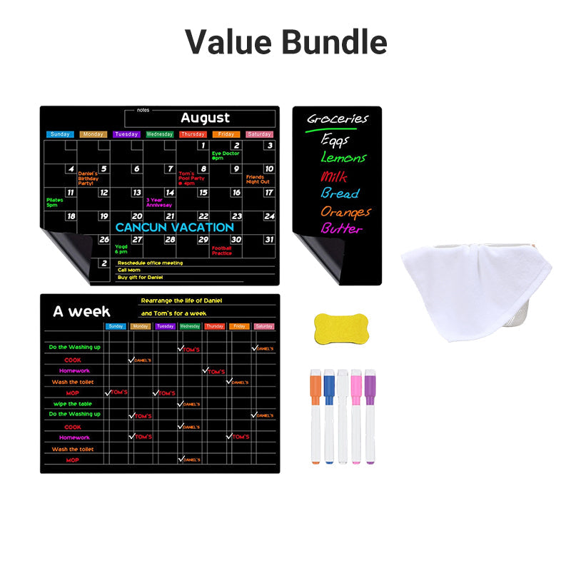 Magnetic Fridge Planner Set Monthly Weekly Boards 6 Neon Markers 17