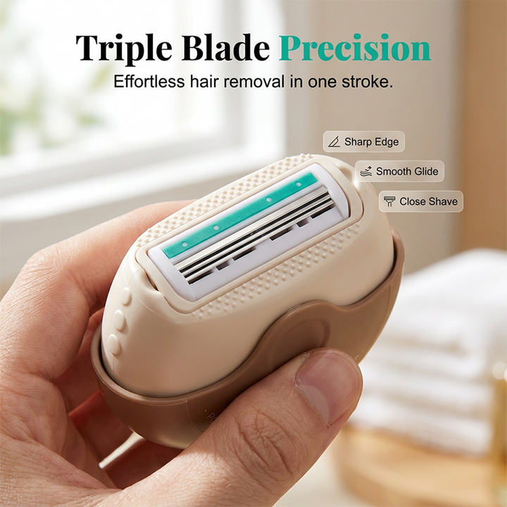 Triple Blade Travel Razor Rotating Protective Shield Strip 1