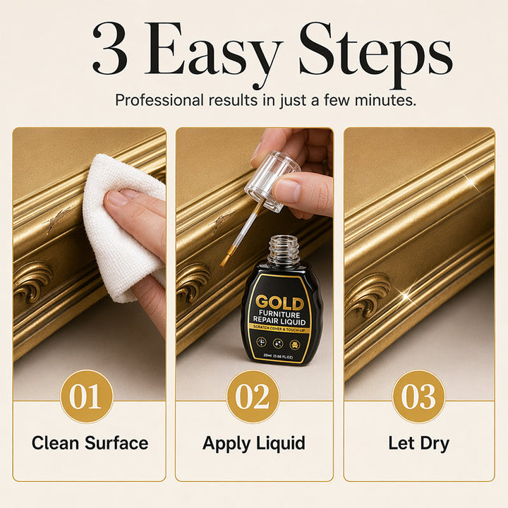 Gold Touch-Up Paint 20 ml | Dual-Tip Brush &amp; Precision Applicator | High-Gloss Metallic Finish for Furniture Repair 7