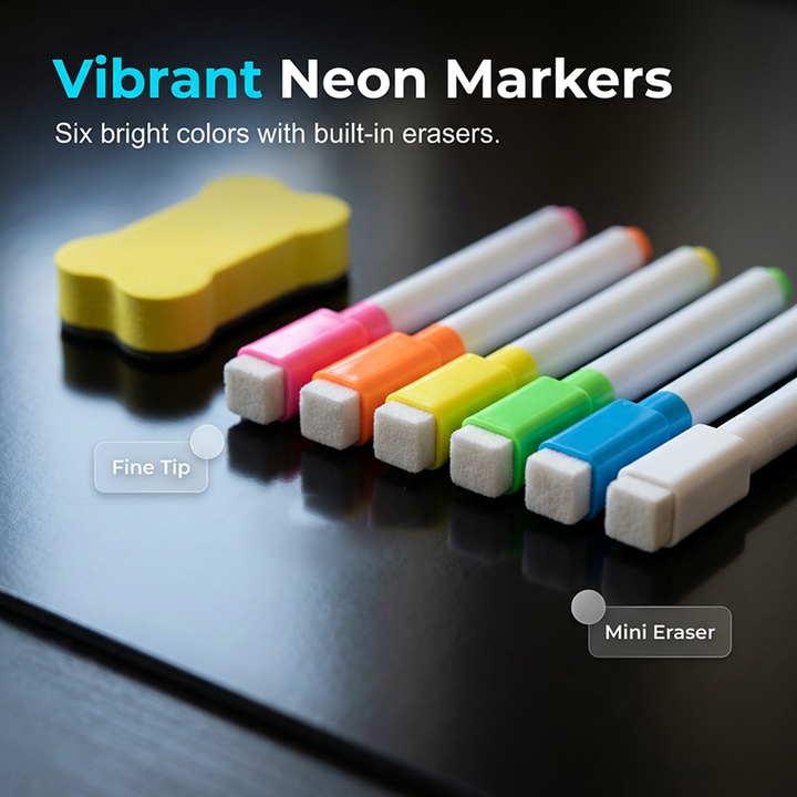 Magnetic Fridge Planner Set Monthly Weekly Boards 6 Neon Markers 6