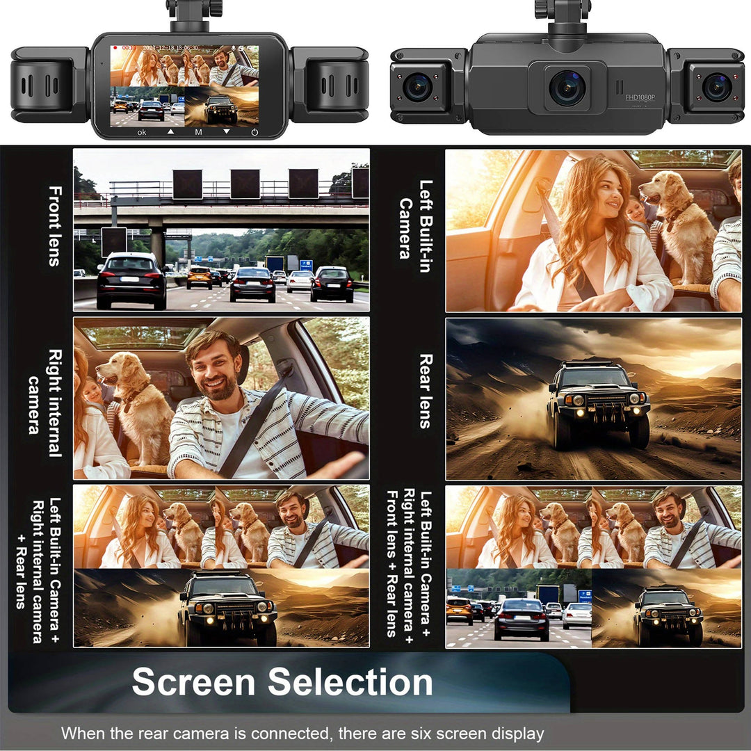 4-Camera Dash Cam System | 1920P Front | 720P Side &amp; Rear | Night Vision | WiFi | Up To 32GB