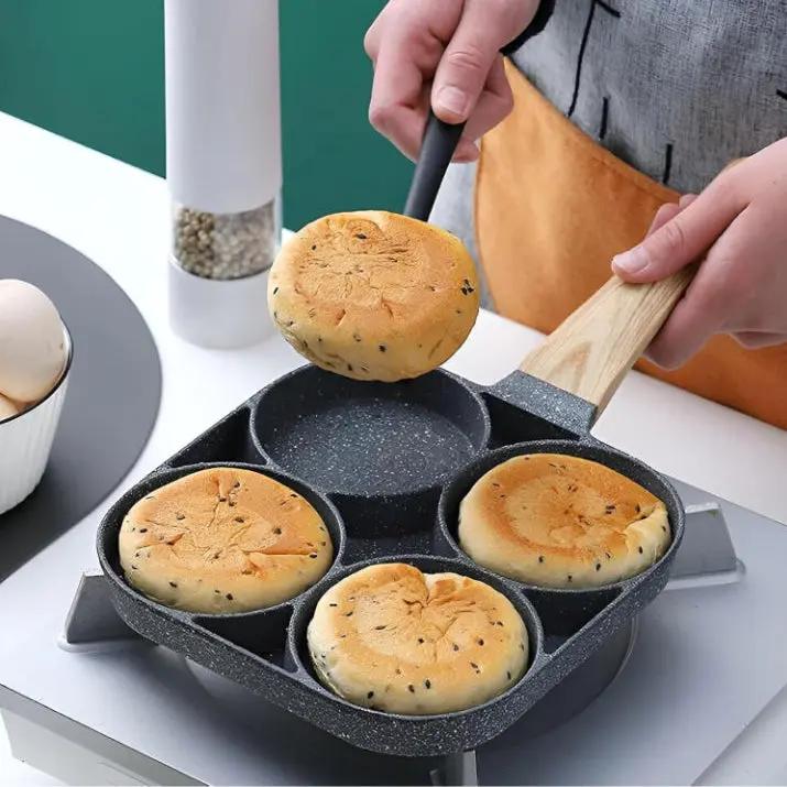 4-Section Frying Pan with Maifan Stone Coating | Non-Stick Egg Cooker