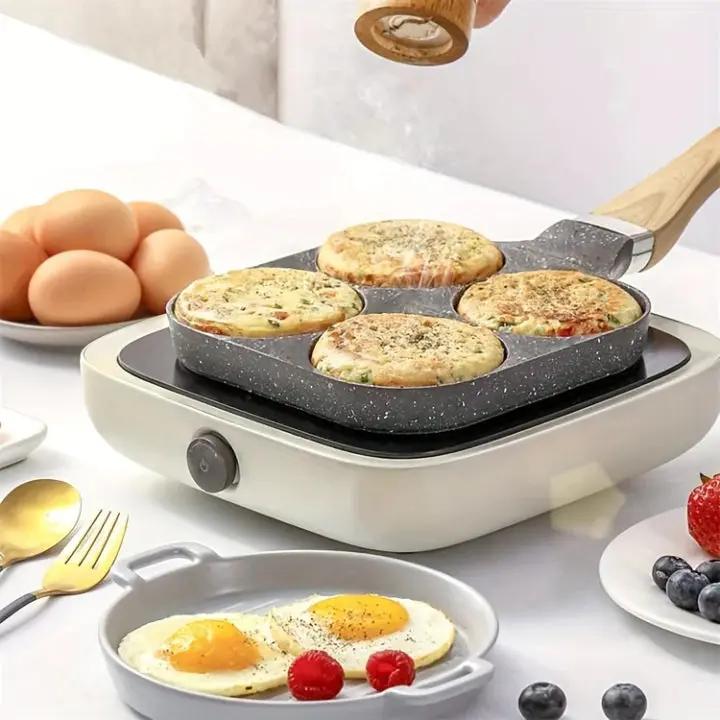 4-Section Frying Pan with Maifan Stone Coating | Non-Stick Egg Cooker