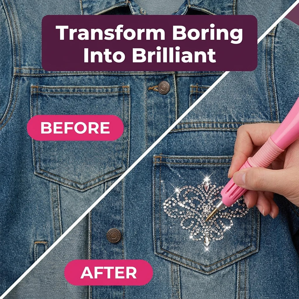 Hotfix Rhinestone Applicator Wand | 7 Interchangeable Tips 0.2-0.7 cm | Fast-Heating Craft Tool for Denim, Leather &amp; Fabric 4