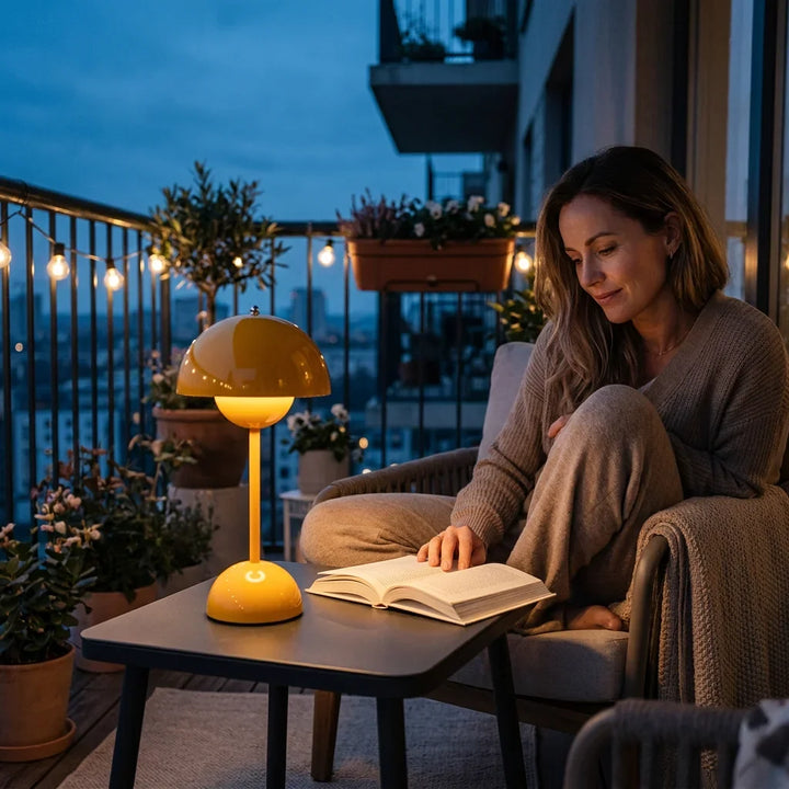 Cordless Touch Table Lamp 25 cm | Retro Style, Touch-Dimming Base | 3 Brightness Levels, Battery-Powered, No Cables 5