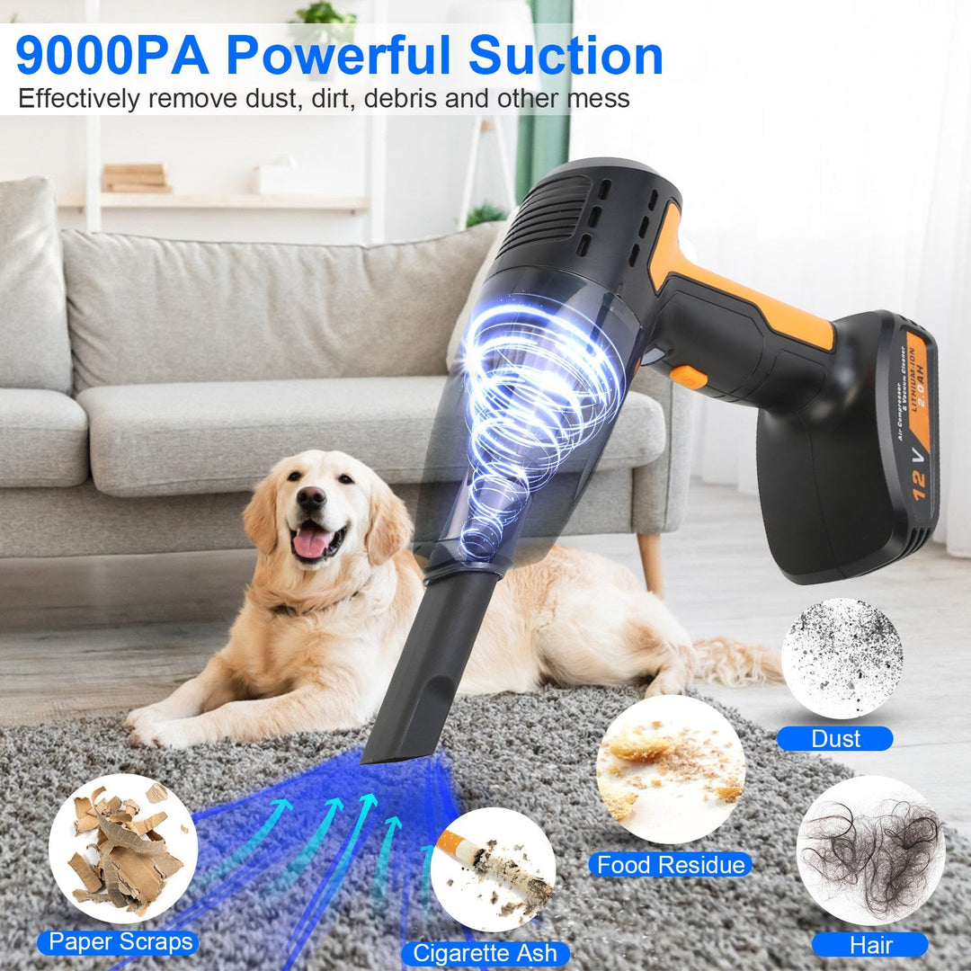 4-in-1 Cordless Car Vacuum &amp; Tyre Inflator | 9000Pa | 120W | 6000mAh | LED Light | Auto Shut-Off