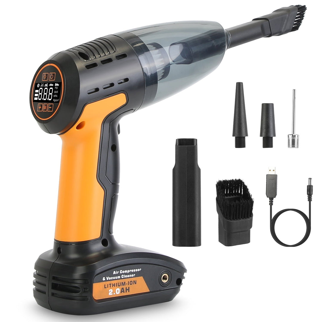 4-in-1 Cordless Car Vacuum & Tyre Inflator | 9000Pa | 120W | 6000mAh | LED Light | Auto Shut-Off