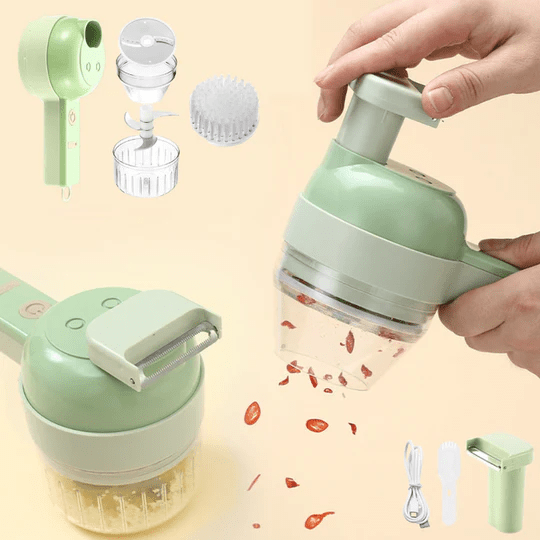 4-in-1 Electric Vegetable Cutter Set | RazorSpin Handheld Food Chopper