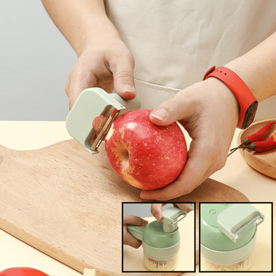 4-in-1 Electric Vegetable Cutter Set | RazorSpin Handheld Food Chopper