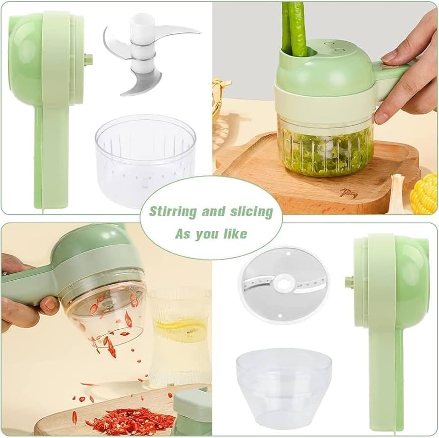 4-in-1 Electric Vegetable Cutter Set | RazorSpin Handheld Food Chopper