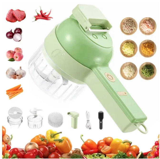 4-in-1 Electric Vegetable Cutter Set | RazorSpin Handheld Food Chopper