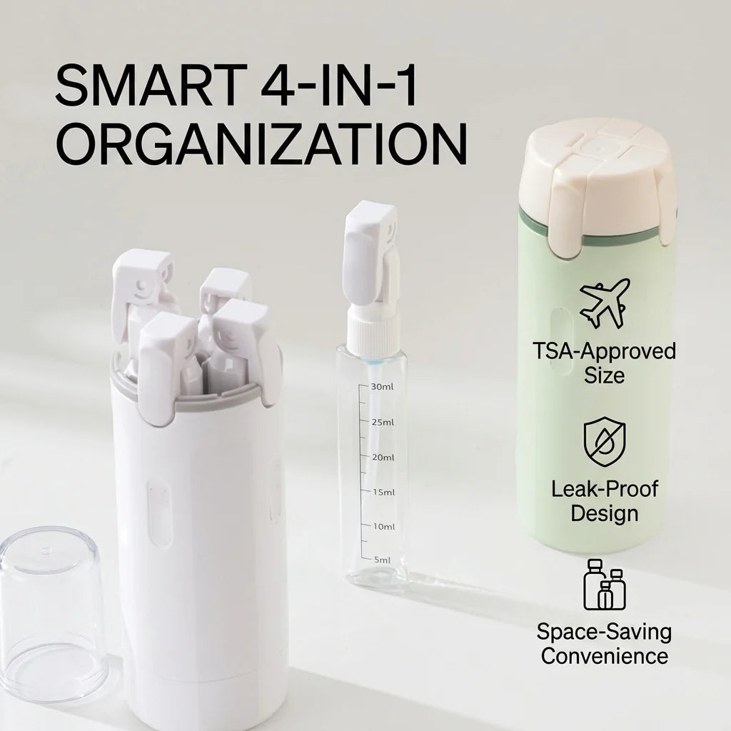 4-in-1 Travel Hygiene Storage | Press Top, Four Chambers