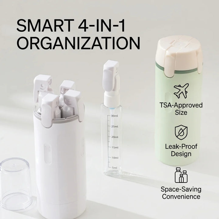 4-in-1 Travel Hygiene Storage | Press Top, Four Chambers