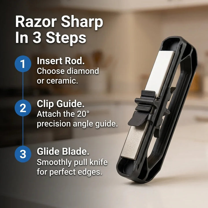 Knife Sharpener Diamond and Ceramic 20.3 cm | Guided 20-Degree Angle System | Restores Blades to a Sharp Edge in Seconds 3