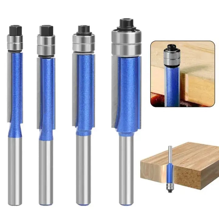 4-Piece Flush Trim Router Bit Set with Double Bearings - Image 6