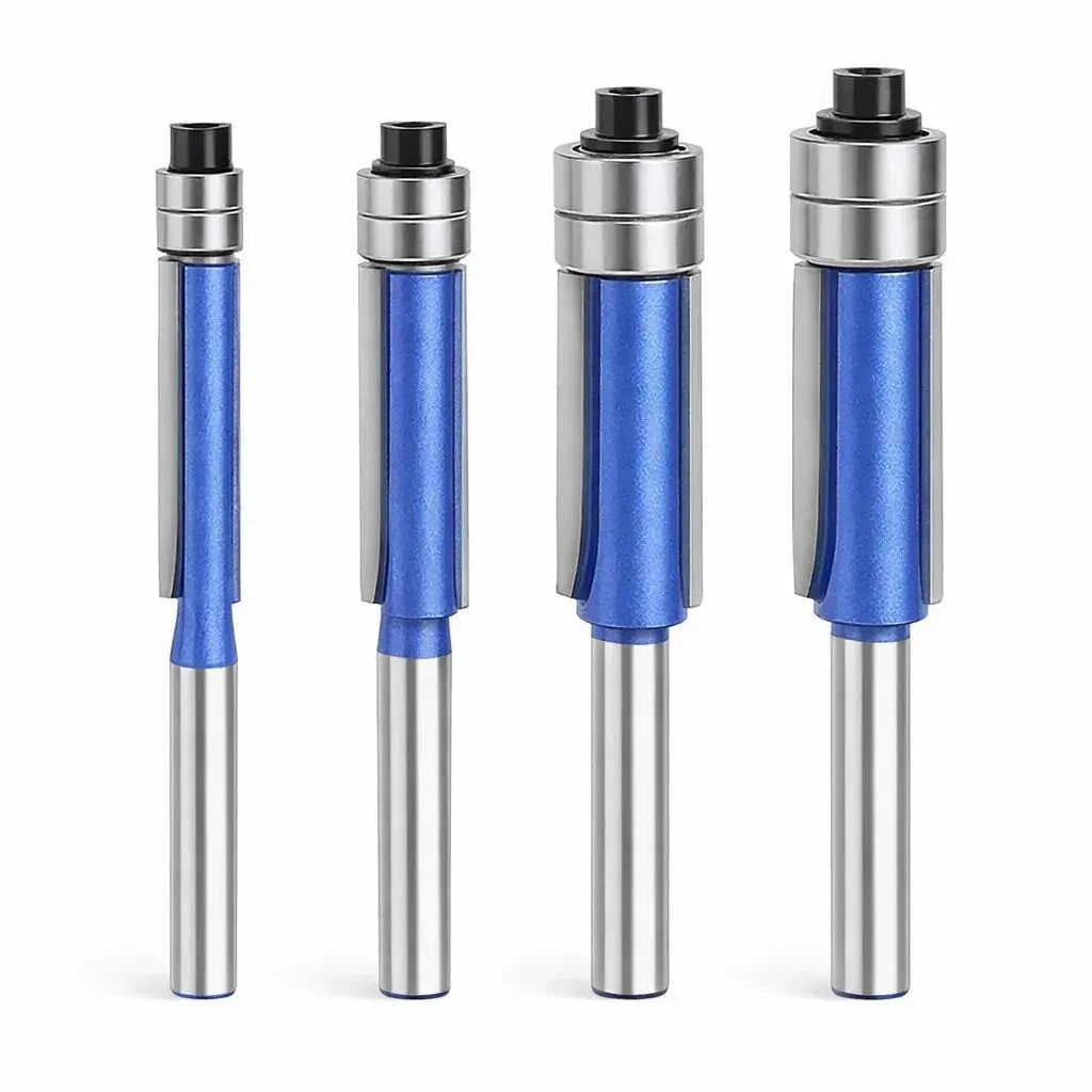 4-Piece Flush Trim Router Bit Set with Double Bearings - Image 8
