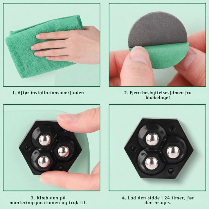 Ball Bearing Furniture Casters 360° Swivel with Self-Adhesive Pads 4