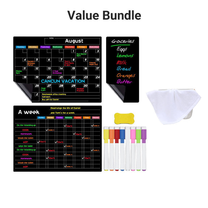 Magnetic Fridge Planner Set Monthly Weekly Boards 6 Neon Markers 25