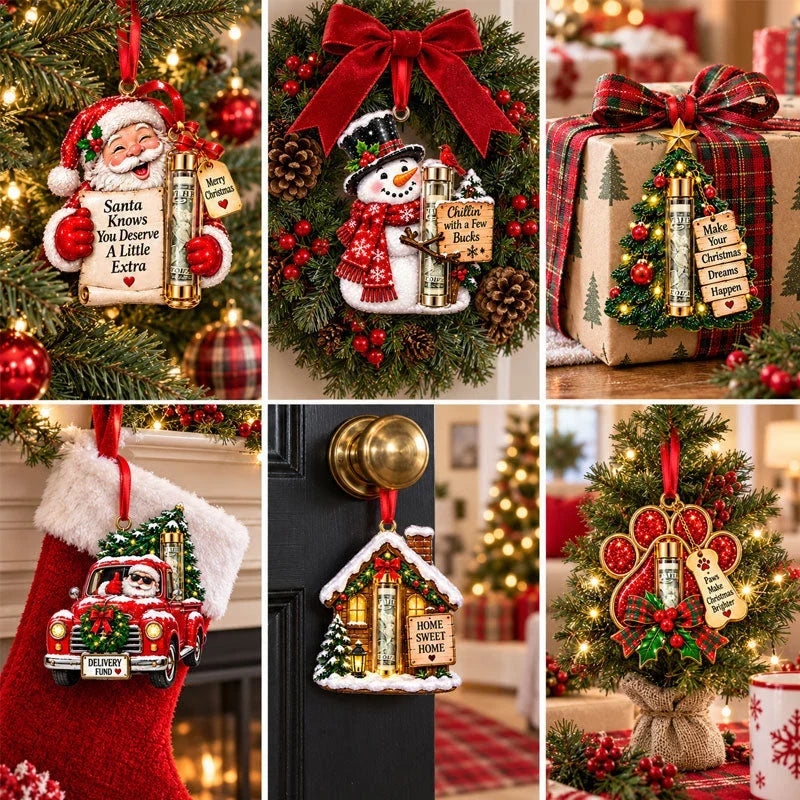 Gift Box Ornament Hanging Christmas Tree Festive with Hidden Compartment 7