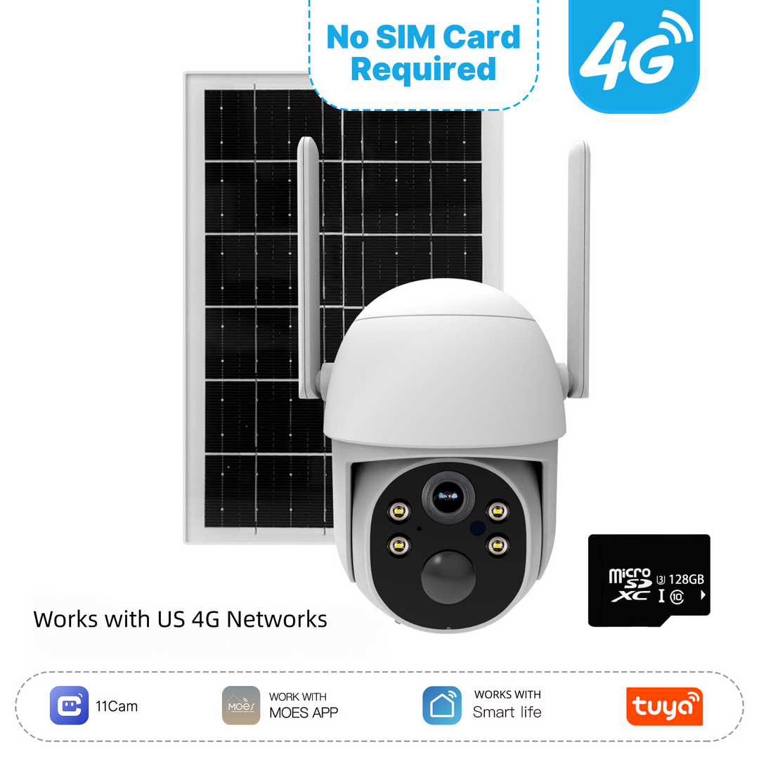 4G LTE Solar Security Camera | 2K HD | AI Motion Detection | IP65 | 360° Pan | Two-Way Audio