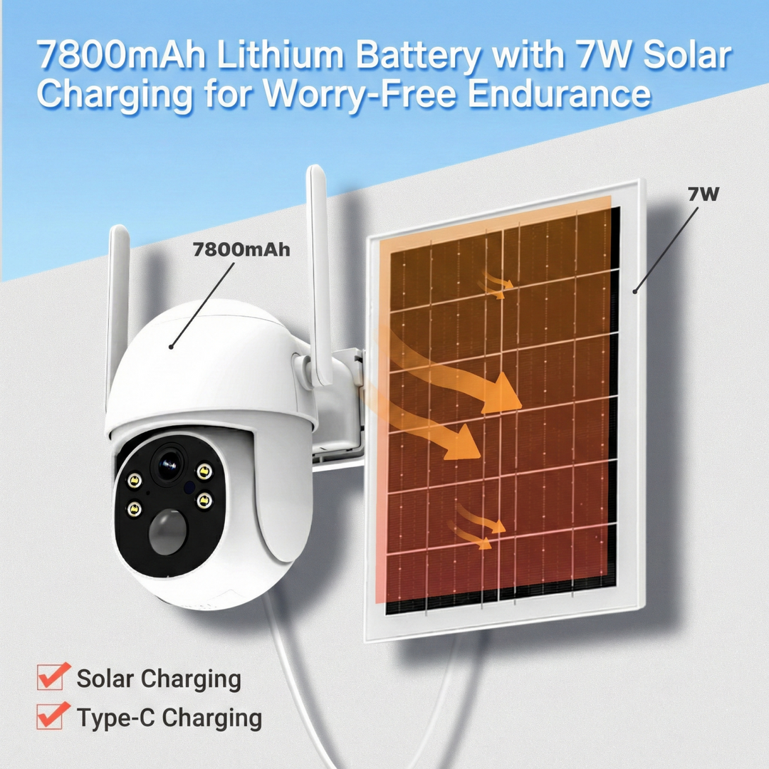 4G LTE Solar Security Camera | 2K HD | AI Motion Detection | IP65 | 360° Pan | Two-Way Audio