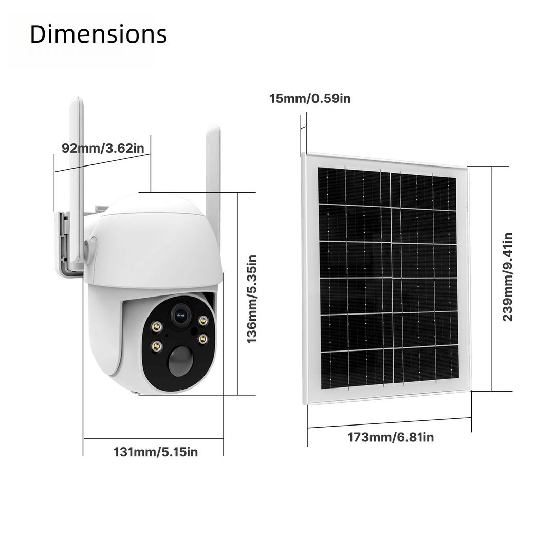4G LTE Solar Security Camera | 2K HD | AI Motion Detection | IP65 | 360° Pan | Two-Way Audio