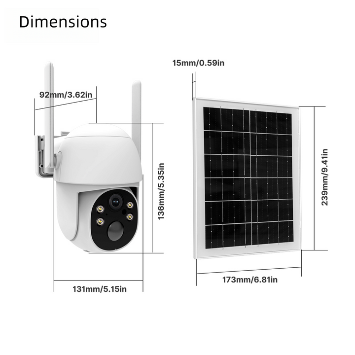 4G LTE Solar Security Camera | 2K HD | AI Motion Detection | IP65 | 360° Pan | Two-Way Audio