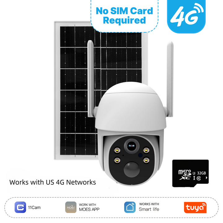 4G LTE Solar Security Camera | 2K HD | AI Motion Detection | IP65 | 360° Pan | Two-Way Audio