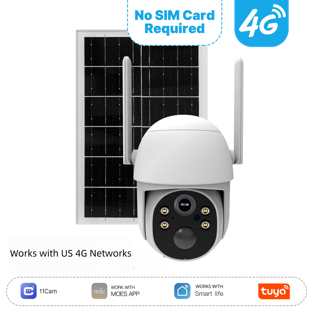 4G LTE Solar Security Camera | 2K HD | AI Motion Detection | IP65 | 360° Pan | Two-Way Audio