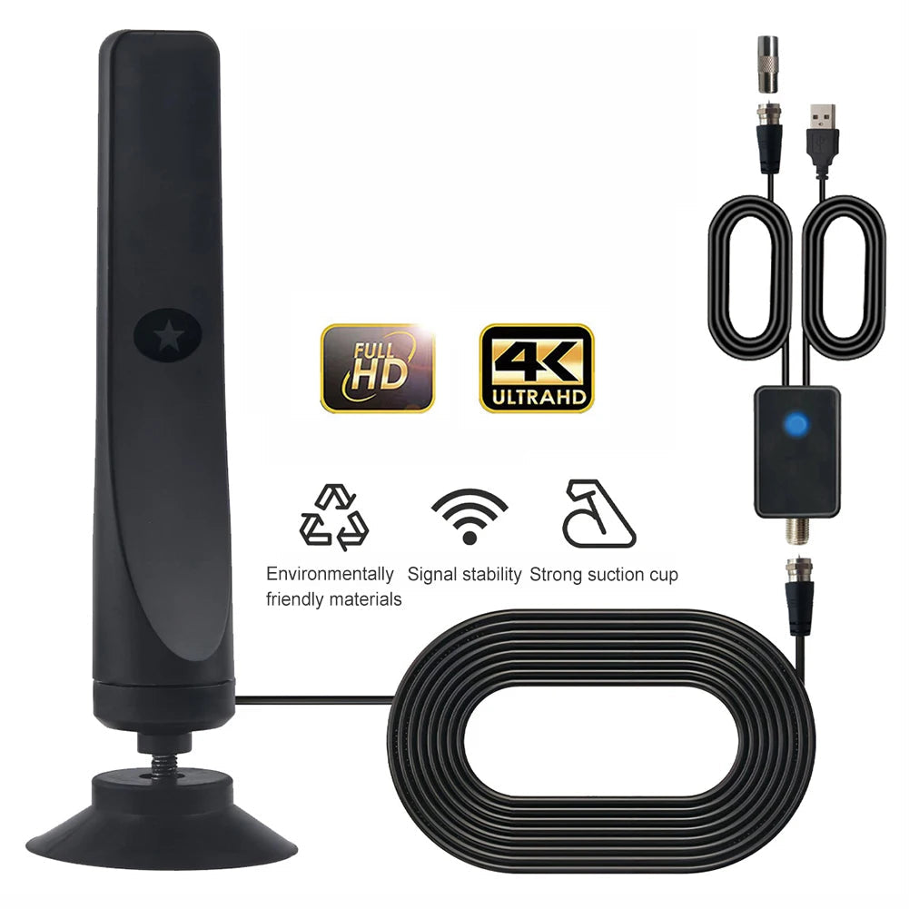 4K Digital TV Antenna with Signal Booster | 50-Mile HD Reception