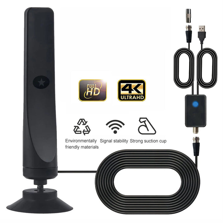 4K Digital TV Antenna with Signal Booster | 50-Mile HD Reception