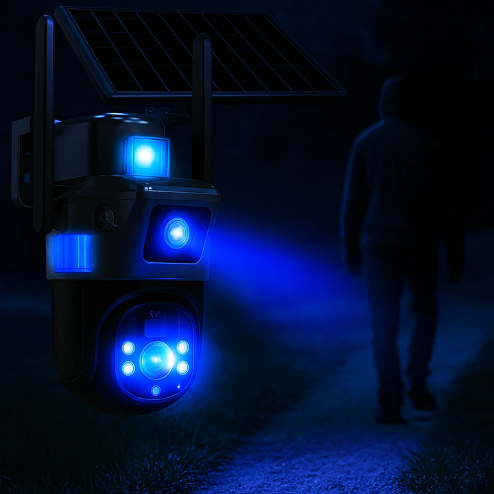 4K Solar Security Camera | Dual Lens 10x Zoom | 360° View | IP66 | 12000mAh | Two-Way Audio