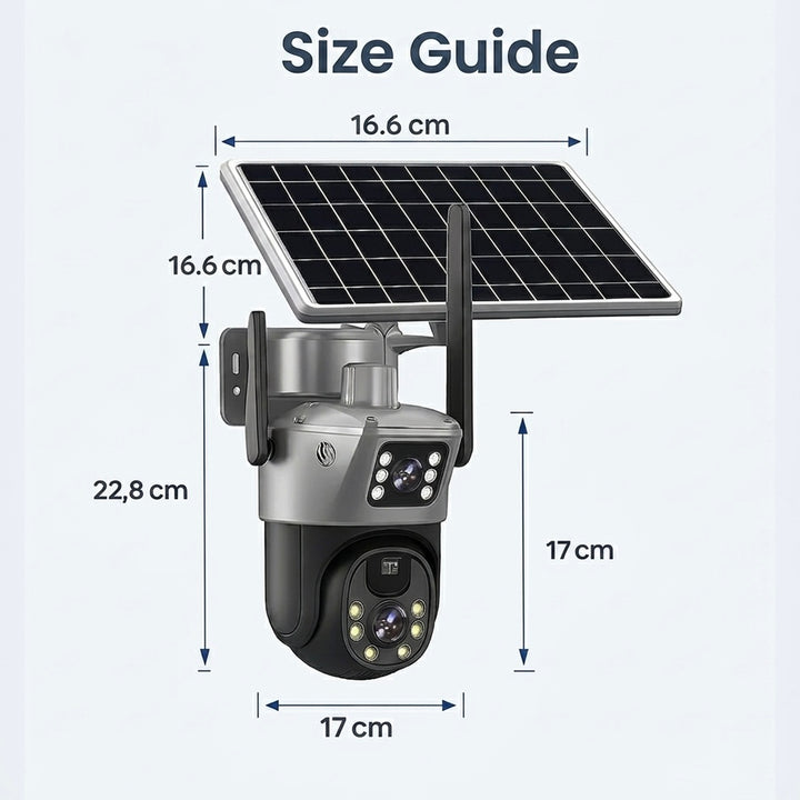 4K Solar Security Camera | Dual Lens 10x Zoom | 360° View | IP66 | 12000mAh | Two-Way Audio