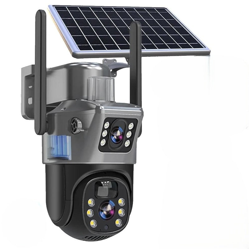 4K Solar Security Camera | Dual Lens 10x Zoom | 360° View | IP66 | 12000mAh | Two-Way Audio