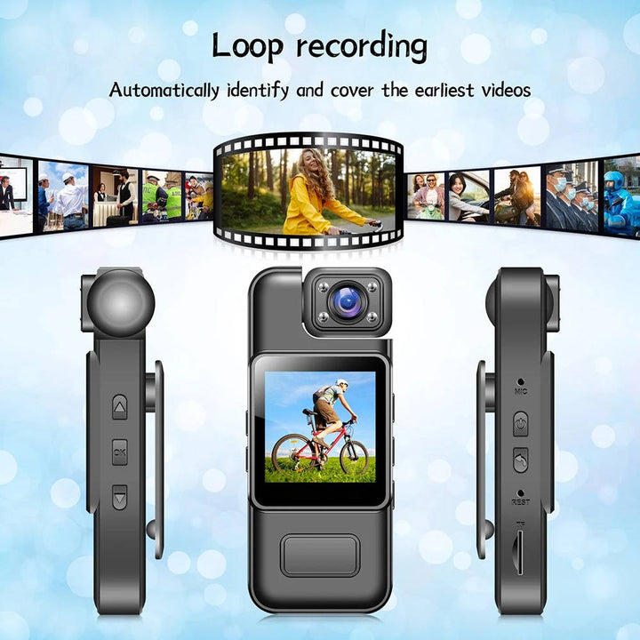 4K Ultra HD Mini Body Camera | WiFi Live View, 180° Rotating Lens | Night Vision, Loop Recording, 8-Hour Battery