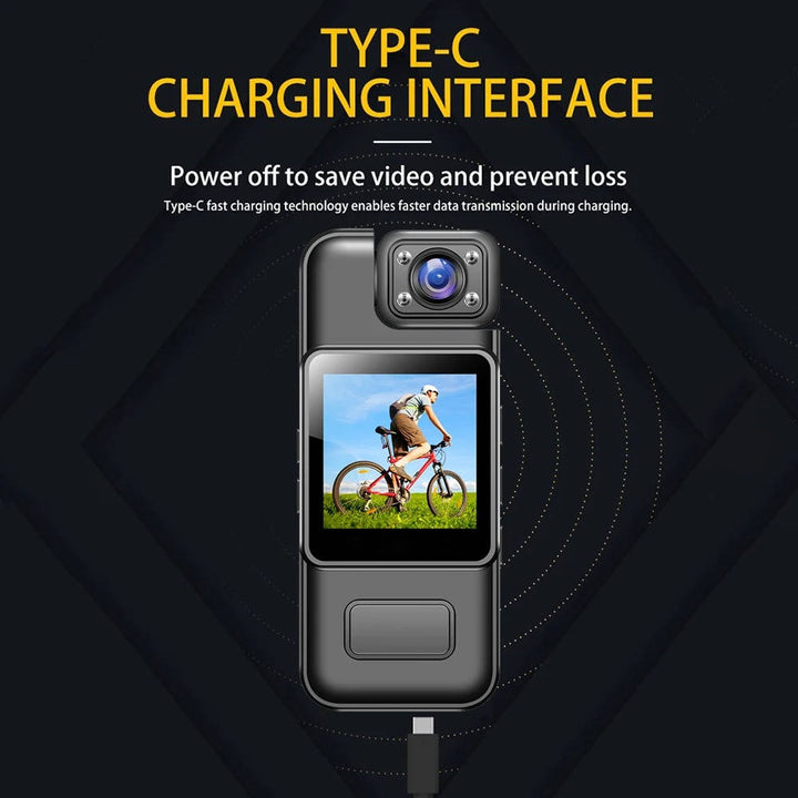 4K Ultra HD Mini Body Camera | WiFi Live View, 180° Rotating Lens | Night Vision, Loop Recording, 8-Hour Battery