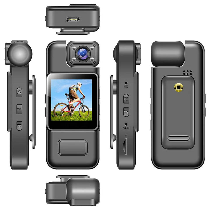 4K Ultra HD Mini Body Camera | WiFi Live View, 180° Rotating Lens | Night Vision, Loop Recording, 8-Hour Battery