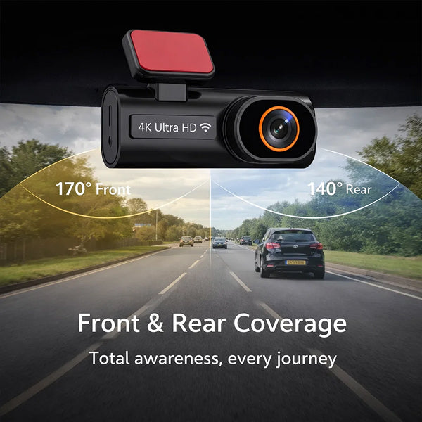 4K Wireless Dash Cam Front and Rear – Ultra HD Dashboard Camera for Car (FREE 64GB SD Card &amp; Pro Installation Kit) 5