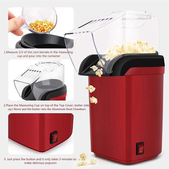 Automatic Popcorn Maker Machine | Oil-Free Hot Air Popping | Pops Fresh in 3 Minutes, Up to 90% Popping Rate, No Oil Needed 2