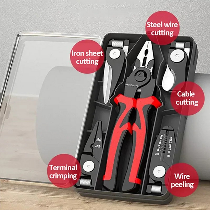 Crimping Pliers Set 5-in-1 | Interchangeable Heads for Stripping, Cutting &amp; Crimping | Chrome Vanadium Steel Build 2