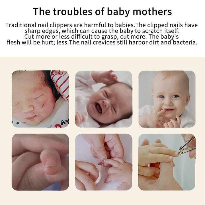 Electric Baby Nail Trimmer | 6 Interchangeable Grinding Heads | Quiet Motor, Adjustable Speed, Battery-Powered 4