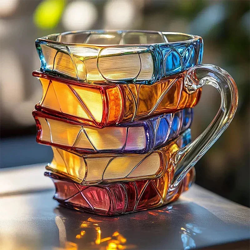 Handwerker-Glas-Trinkglas Handbemalter Bücherstapel – 191ml - Zorenza
