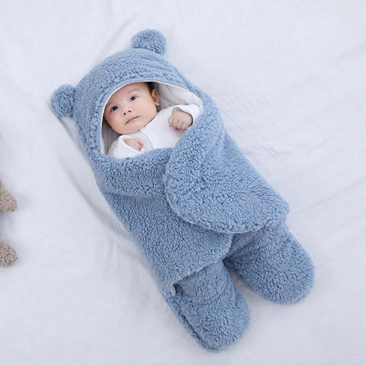 Baby Swaddle Blanket Fleece | Hooded Wrap with Inner Arm Mitts | Soft Cotton-Lined Sleeping Bag for Newborns 0-6 Months 4