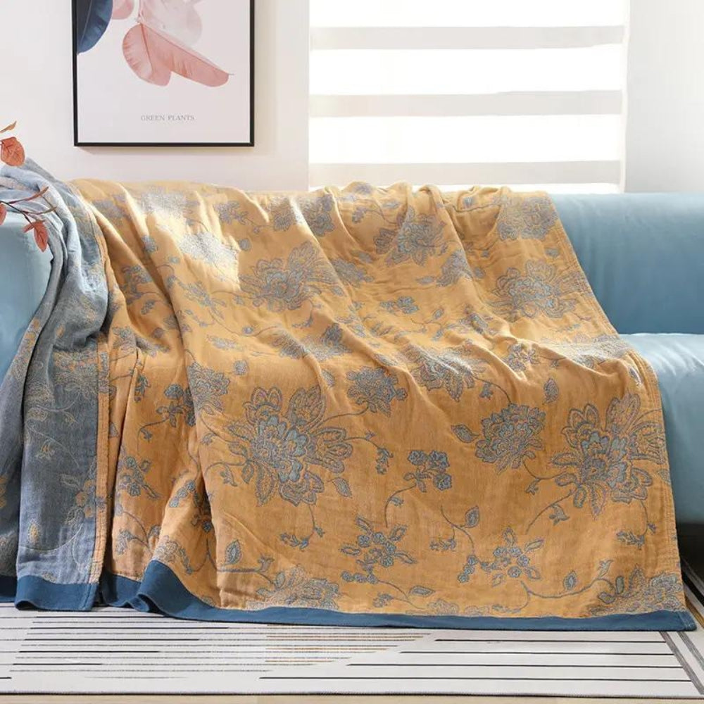 Floral Jacquard Blanket | Breathable All-Season Throw, 2 Sizes | 5 Colours, Machine Washable Bed, Sofa &amp; Lounge Cover 5