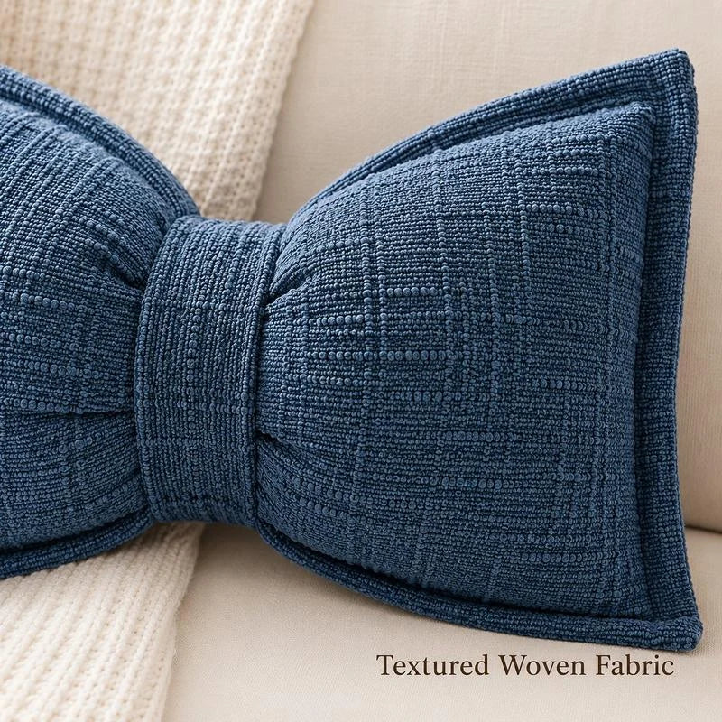 Bow Throw Pillow Shaped Chenille Plush Decorative with Fitted Insert 3