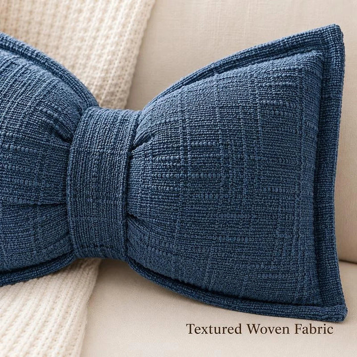 Bow Throw Pillow Shaped Chenille Plush Decorative with Fitted Insert 3