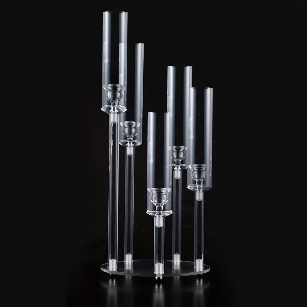 5-Arm Candle Holder Acrylic | Crystal-Like Design for Wax or LED Candles | Shatter-Resistant Indoor & Outdoor Accent
