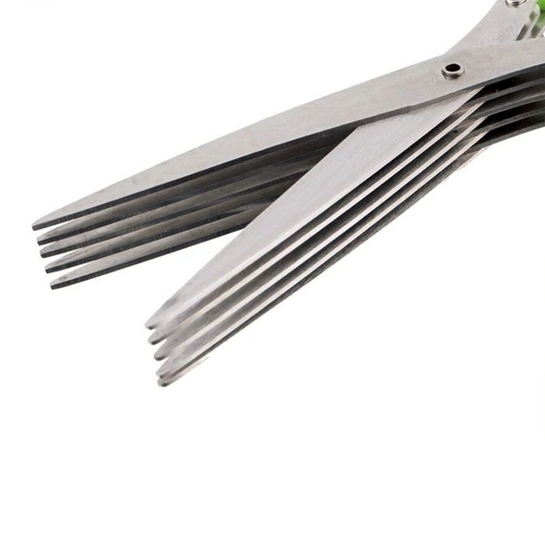 5 Blade Herb Scissors Stainless Steel | Cleaning Comb &amp; Protective Cover Included | Cuts Herbs, Salad and Chives in Seconds